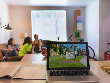 clean modern looking dorm room