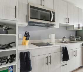 fully equipped and furnished kitchen